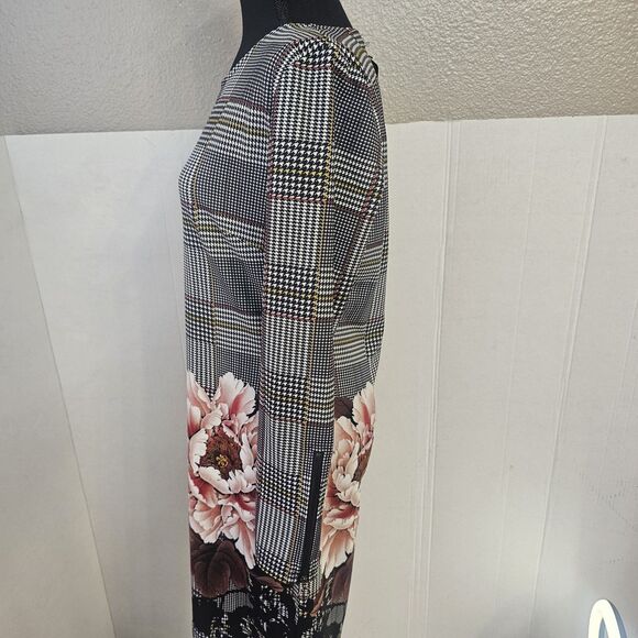 NWT 101 Idees Long Sleeve Tunic Dress Sz M/L Houndstooth Artsy Boho Chic S0377 - Picture 4 of 11